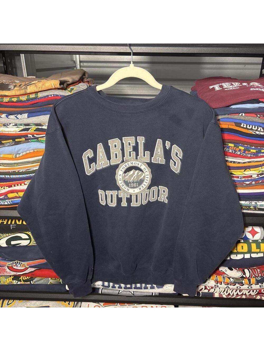 Vintage Jansport Cabela's Outdoor Foremost Outfitter Sweatshirt Navy M